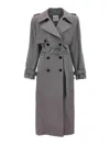 Attico Double-breasted Trench Coat Coats And Trench Coats Gray In Grey