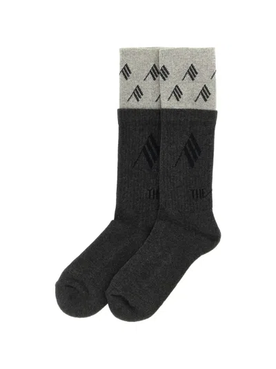 Attico Double-layer Logo-intarsia Socks In Gray