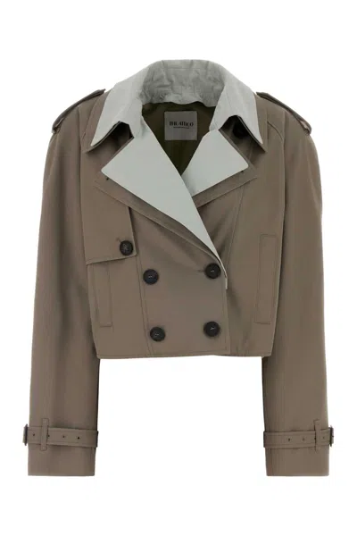 Attico Short Trench Jacket In Brown