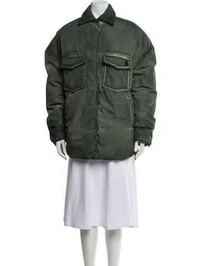 Pre-owned Attico Down Coat In Green