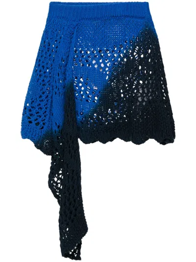 Attico Draped-detail Knitted Skirt In Blue