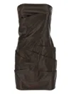 Attico Brown Off-shoulder Sleeveless Mini Dress With Rear Zip Closure In Brown