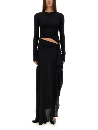 Attico Draped Dress In Black
