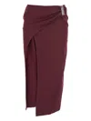 Attico Wool Gabardine Midi Skirt Skirts Bordeaux In Burgundy
