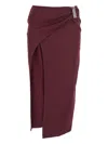 Attico Wool Gabardine Midi Skirt Skirts Bordeaux In Purple