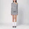Attico Draped Satin Mini Dress In Grey