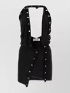 Attico Draped Halter Mini Dress With Open Back In Black
