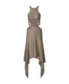 Attico Draped-hem Cut-out Midi Dress In Brown