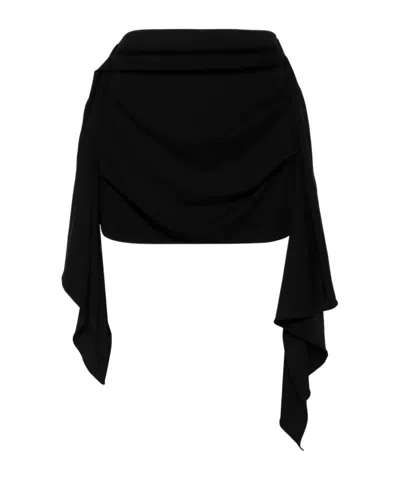 ATTICO DRAPED JERSEY MINI SKIRT