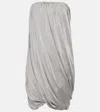 Attico Draped Jersey Minidress In Grey