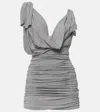 Attico Draped Jersey Minidress In Grey