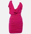 Attico Draped Jersey Minidress In Pink