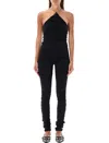 Attico Chain-link Halterneck Jumpsuit In Black