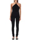 Attico Chain-link Halterneck Jumpsuit In Black
