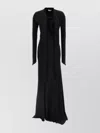 Attico Asymmetrical V-neck Dress With Flared Train In Black