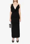 Attico Suspender Deep V Dress In Black