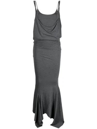 Attico Asymmetric Midi Dress Grey