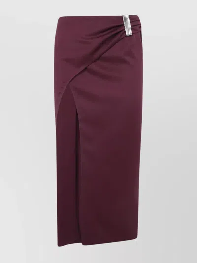 ATTICO DRAPED MIDI SKIRT WITH FRONT SLIT AND METAL