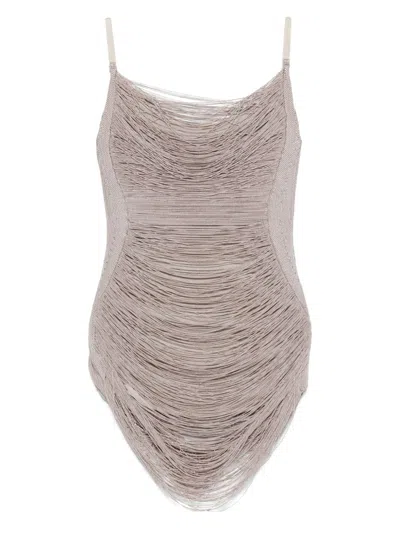 Attico Draped Mini Dress In Gray
