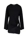 Attico Mini Dress With Distinctive Curling Detail And Logo In Black
