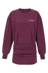 Attico Burgundy Draped Mini Dress With Long Sleeves In Purple