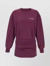 Attico Ruched Cotton-blend Fleece Minidress In Purple