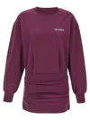 Attico Ruched Cotton-blend Fleece Minidress In Purple