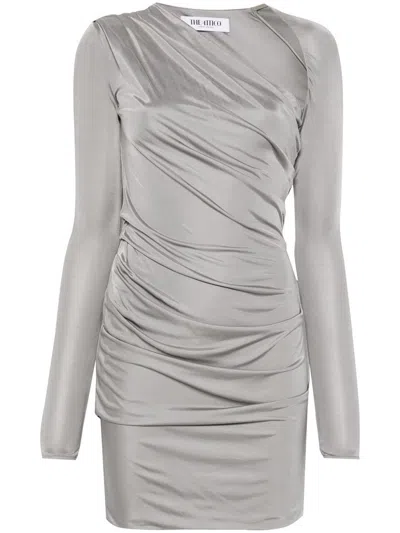 Attico Draped Grey Mini Dress In Grey