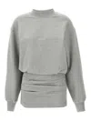 Attico Grey Crewneck Mini Dress With Logo Lettering On The Front And Tight Skirt In Grey