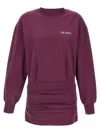 Attico Burgundy Draped Mini Dress With Long Sleeves In Purple