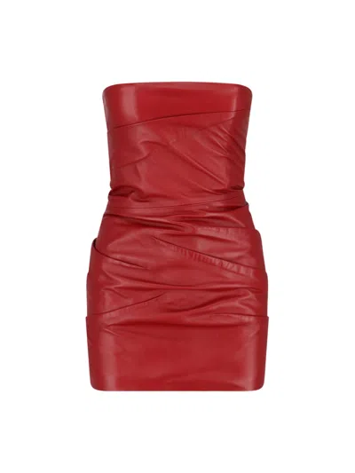 Attico Draped Mini Sheath Dress In Red