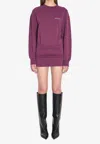 Attico Ruched Cotton-blend Fleece Minidress In Purple
