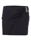 Attico Draped Mini Skirt Metal Embellishment In Black
