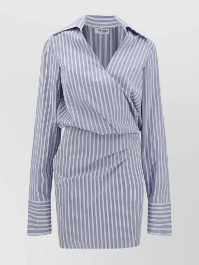 ATTICO DRAPED STRIPED MINI DRESS