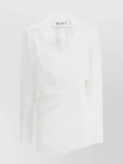 Attico Draped Poplin Mini Shirt Dress In White