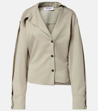 Attico Draped Wool Shirt In Gray