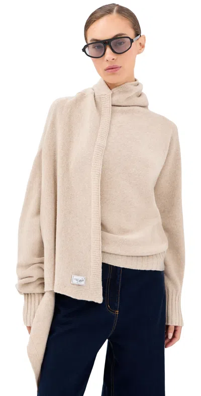 Attico The  Scarf Detail Knitted Sweater In Neutral