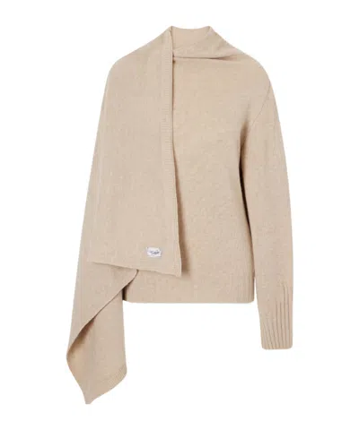 Attico Draped Wool Sweater In Brown