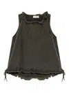 Attico Fleece Tank Top With Drawstring And Knot In Black