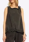 Attico Fleece Tank Top With Drawstring And Knot In Black