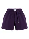 Attico Drawstring Logo-patch Shorts In Purple