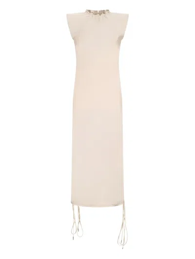 Attico Drawstring-neck Midi Dress In Pink