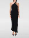 Attico Halter Neck Sleeveless Midi Dress With Side Slit In Black