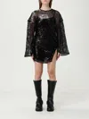 Attico Sequin Embellished Mesh Mini Dress In Black