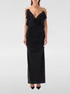 Attico Suspender Deep V Dress In Schwarz