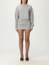 Attico Grey Crewneck Mini Dress With Logo Lettering On The Front And Tight Skirt In Gray