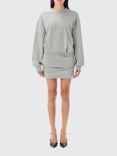 Attico Grey Logo-appliqu Mini Dress In Gray