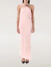 Attico Long Dress With Asymmetric Hem And Metal Detail In Purple