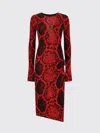 Attico Python Printed Viscose Blend Midi Dress In Red