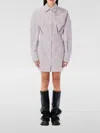 Attico White And Purple Striped Mini Shirt Dress In Violet